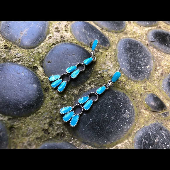 Native American Turquoise Dangle Earrings - Picture 6 of 14